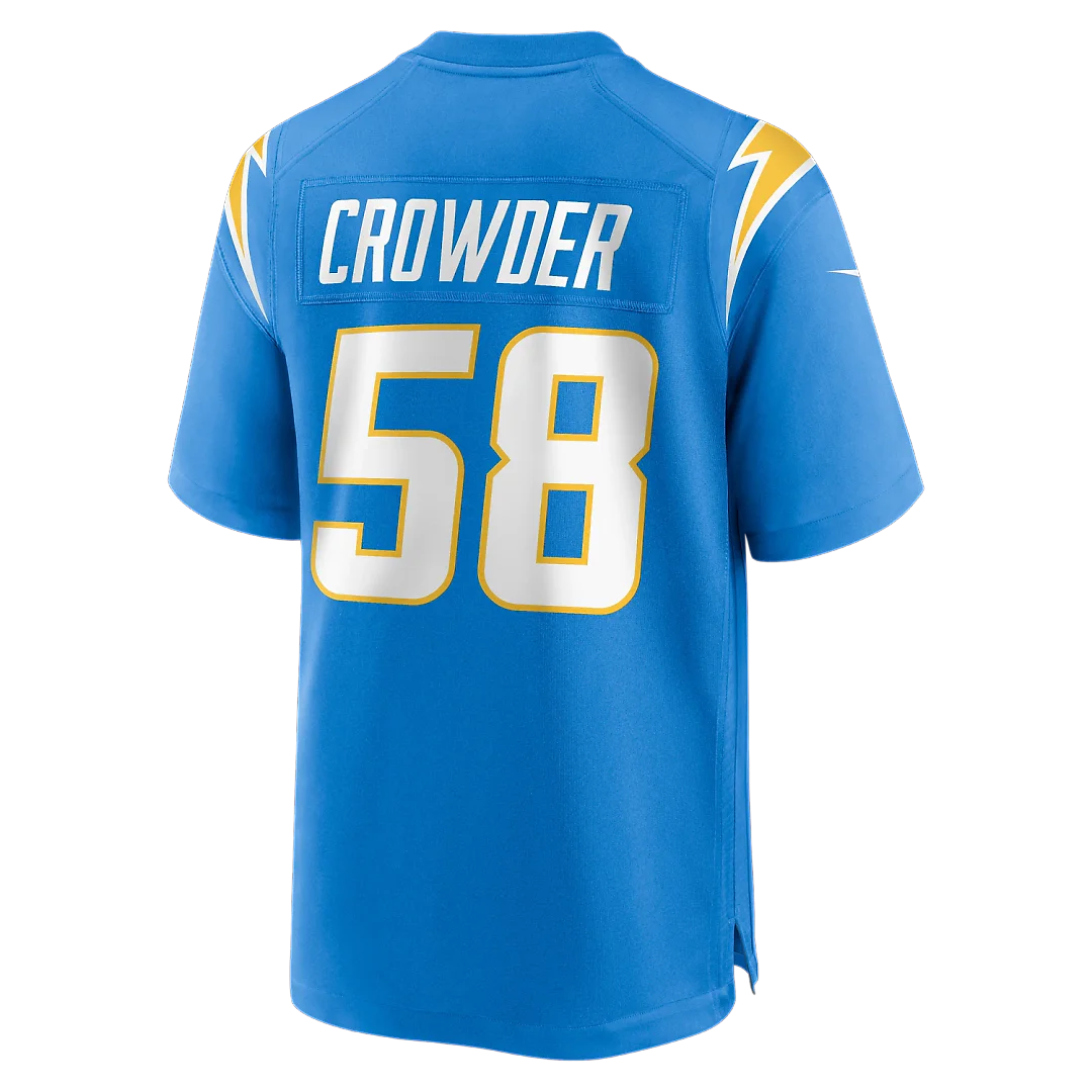 Zennovawear Tae Crowder Los Angeles Chargers Team Game Jersey - Powder Blue