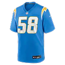 Zennovawear Tae Crowder Los Angeles Chargers Team Game Jersey - Powder Blue