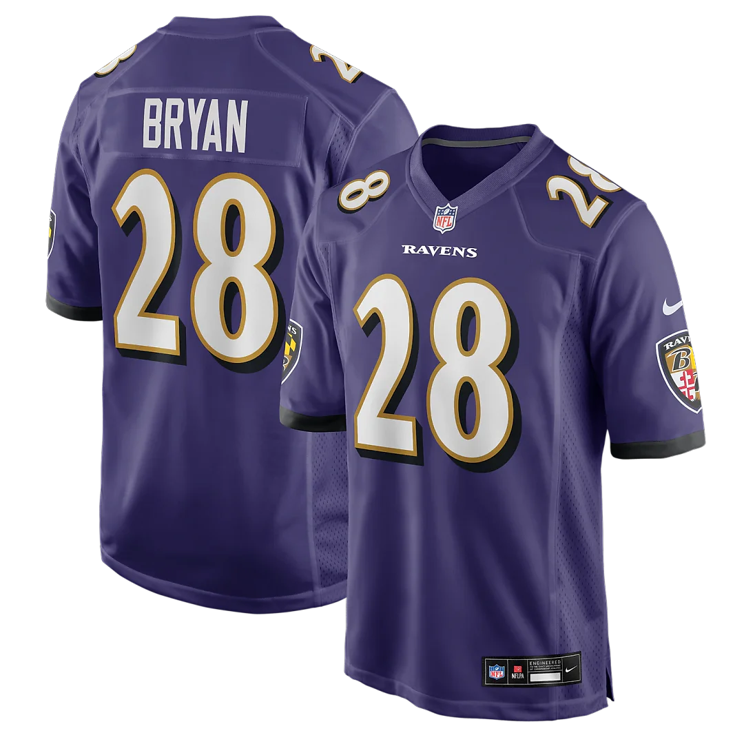 Zennovawear Taven Bryan Baltimore Ravens Team Game Jersey - Purple