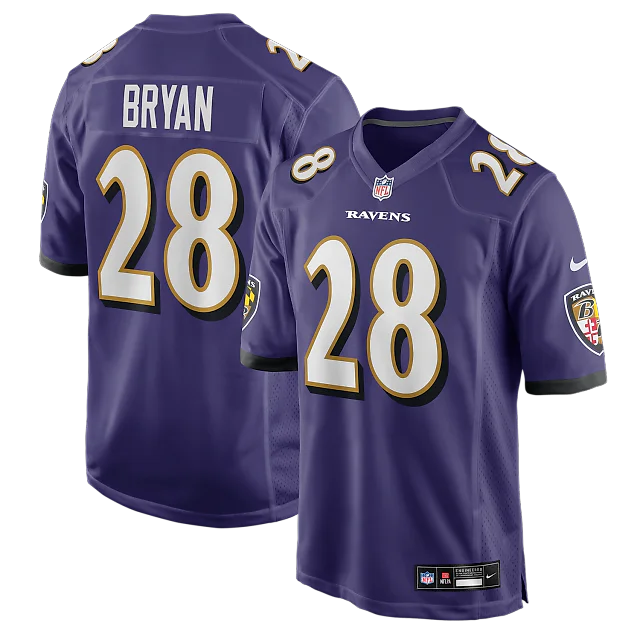 Zennovawear Taven Bryan Baltimore Ravens Team Game Jersey - Purple