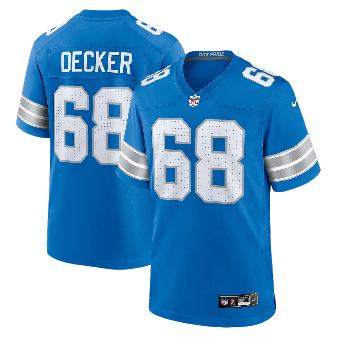 Zennovawear Taylor Decker Detroit Lions Team Game Jersey - Blue