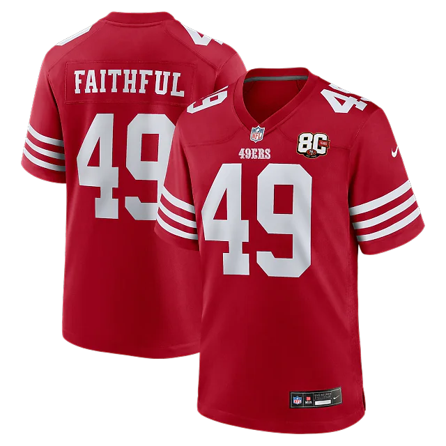Zennovawear The Faithful San Francisco 49ers 80th Anniversary Game Jersey - Scarlet