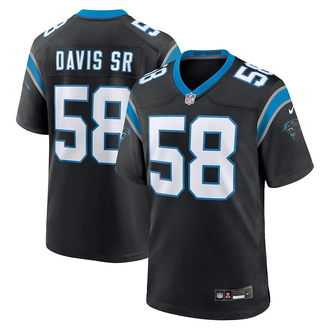 Zennovawear Thomas Davis Sr. Carolina Panthers Team Retired Game Jersey - Black