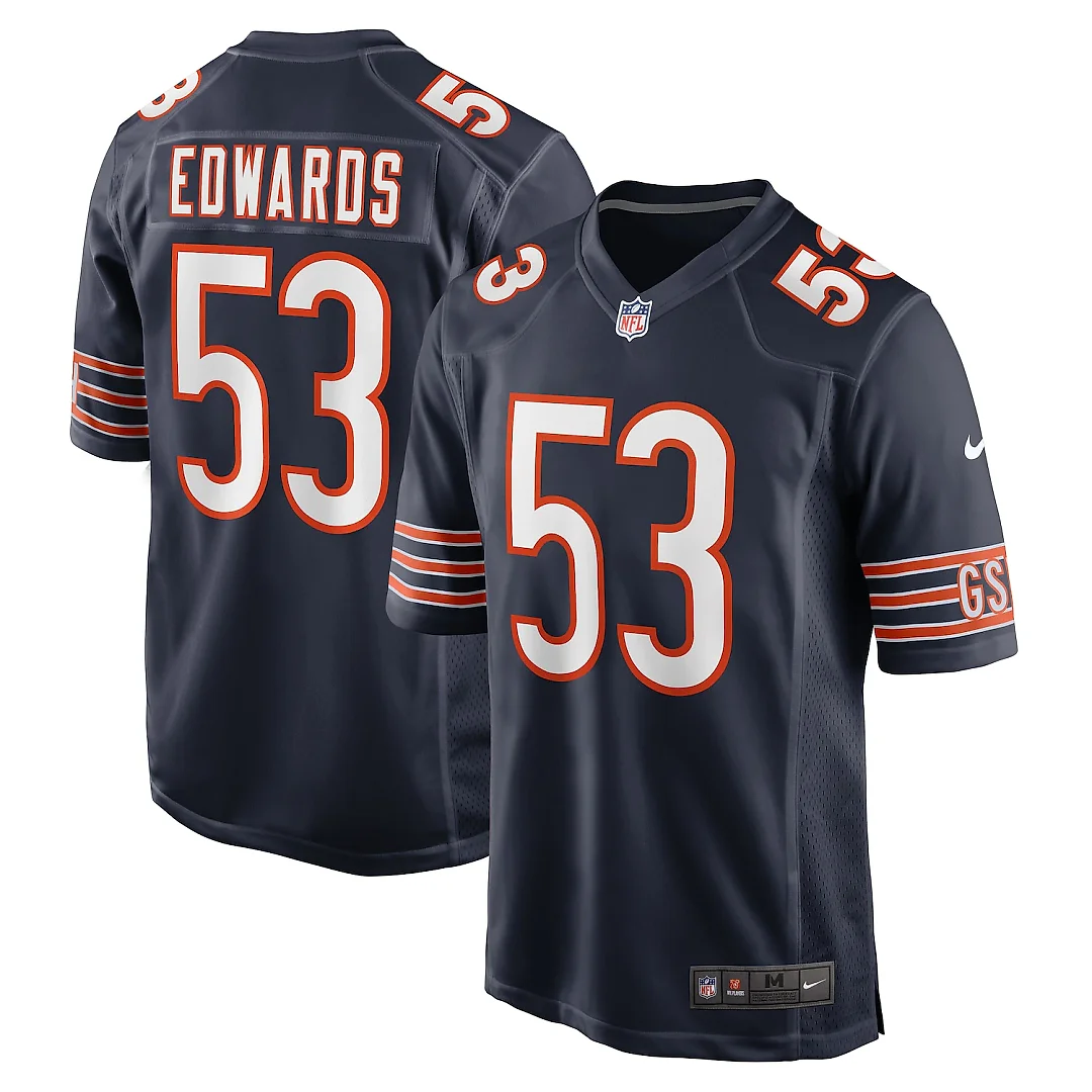 Zennovawear TJ Edwards Chicago Bears Game Player Jersey - Navy