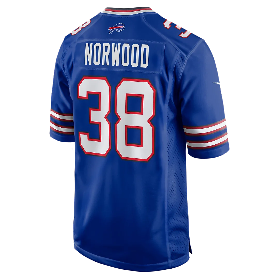 Zennovawear Tre Norwood Buffalo Bills Team Game Jersey - Royal
