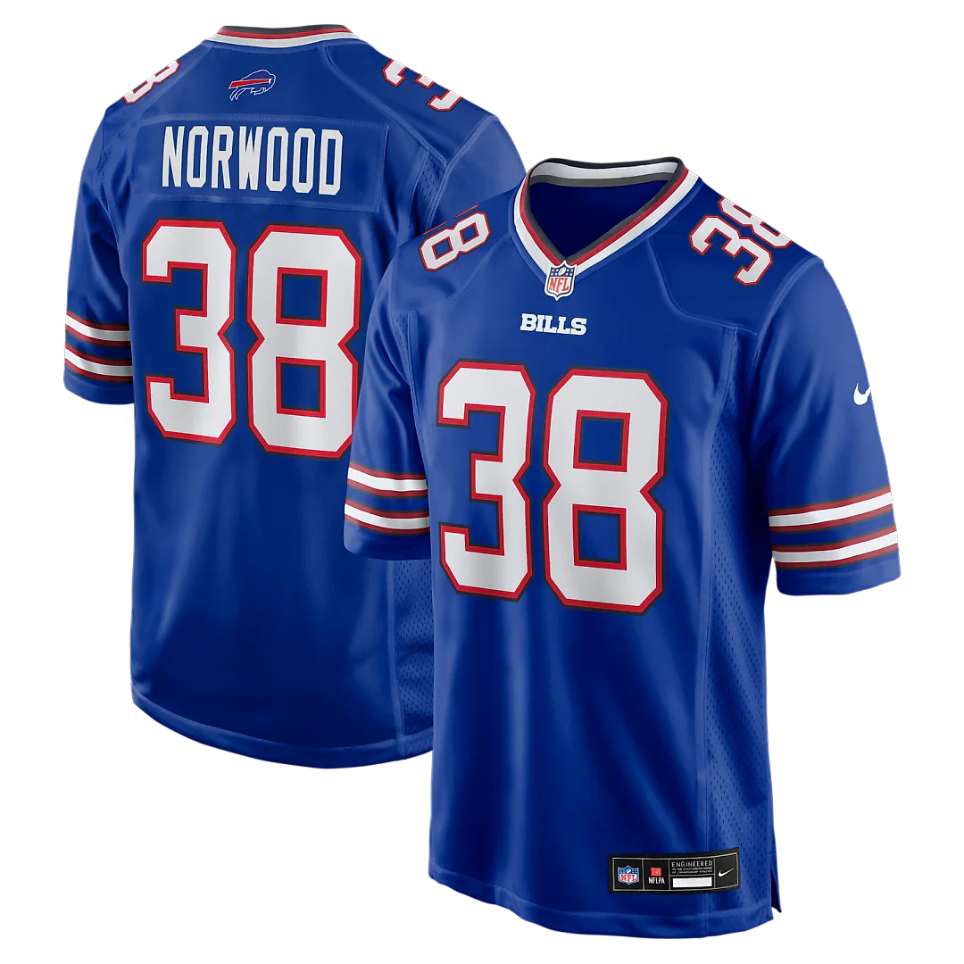 Zennovawear Tre Norwood Buffalo Bills Team Game Jersey - Royal