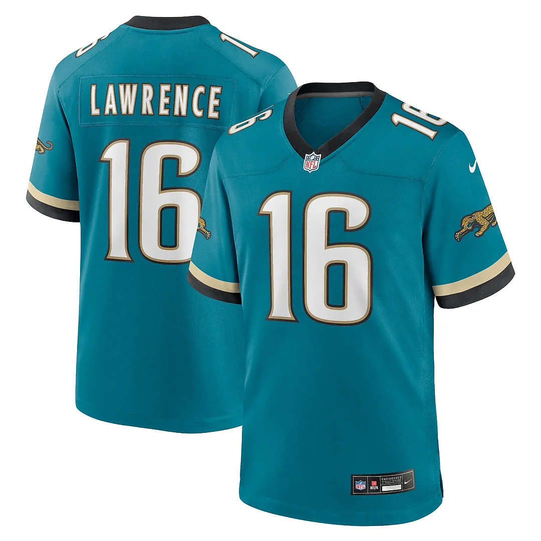 Zennovawear Trevor Lawrence Jacksonville Jaguars Prowler Throwback Player Game Jersey - Teal