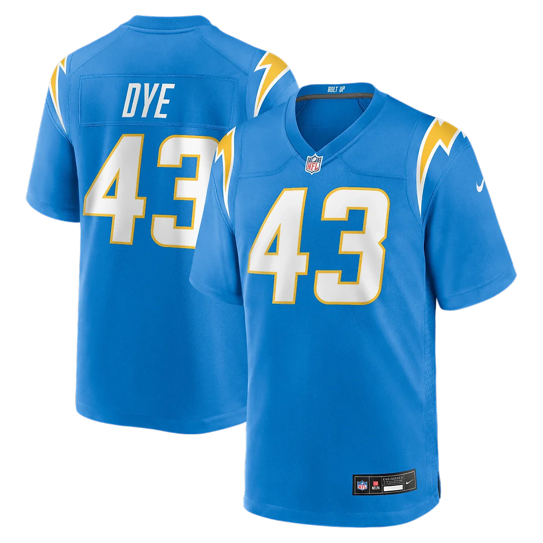 Zennovawear Troy Dye Los Angeles Chargers Game Jersey - Powder Blue