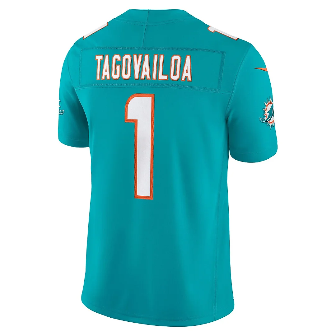 Zennovawear Tua Tagovailoa Miami Dolphins Team Vapor FUSE. Stitched Limited Jersey - Aqua