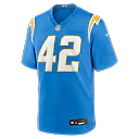 Zennovawear Tucker Fisk Los Angeles Chargers Team Game Jersey - Powder Blue