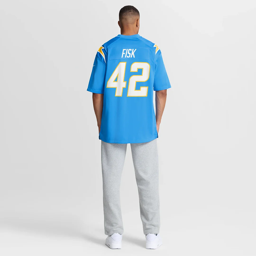 Zennovawear Tucker Fisk Los Angeles Chargers Team Game Jersey - Powder Blue