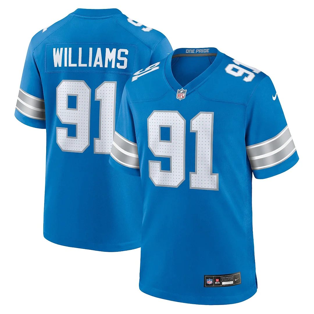 Zennovawear Tyleik Williams Detroit Lions Team Game Jersey - Blue