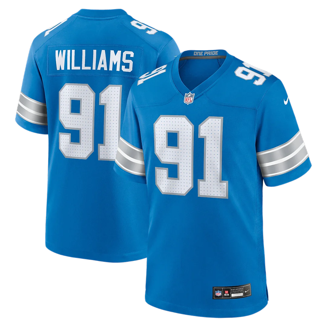 Zennovawear Tyleik Williams Detroit Lions Team Game Jersey - Blue