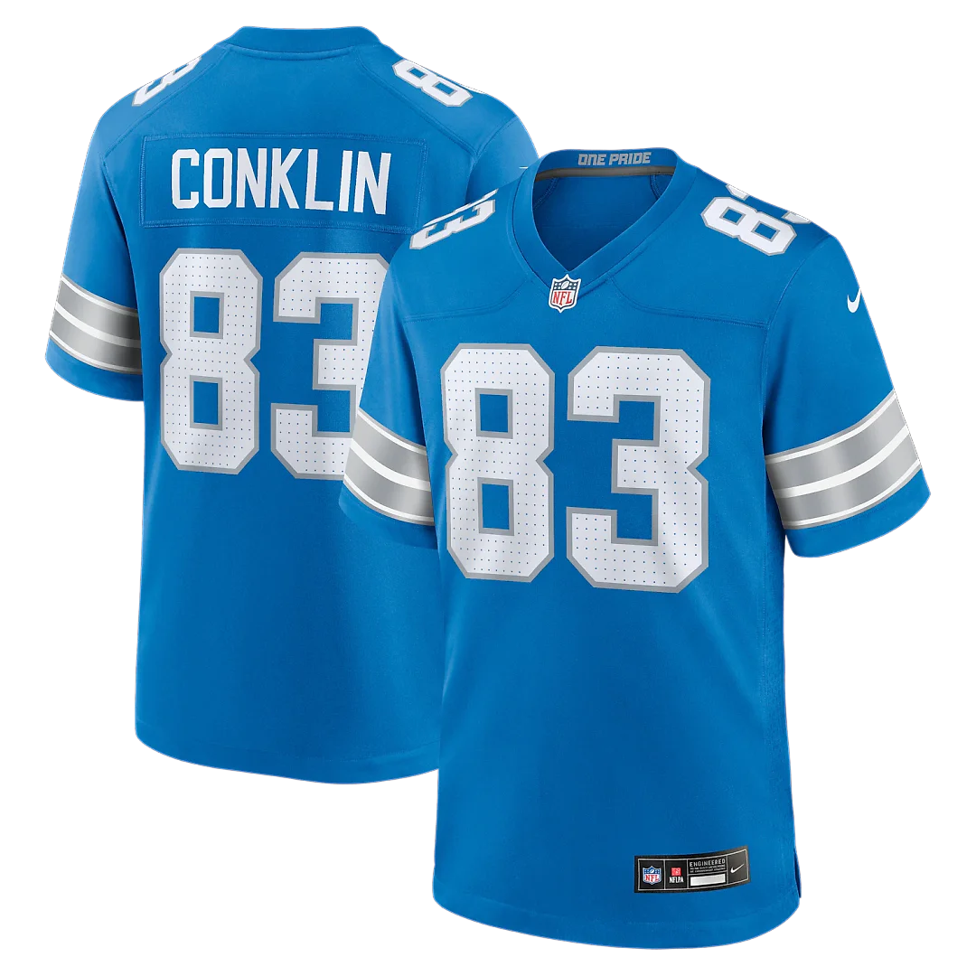 Zennovawear Tyler Conklin Detroit Lions Team Game Jersey - Blue