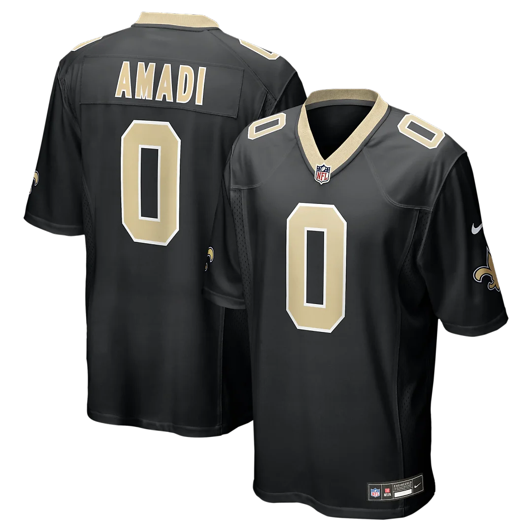 Zennovawear Ugo Amadi New Orleans Saints Team Game Jersey - Black