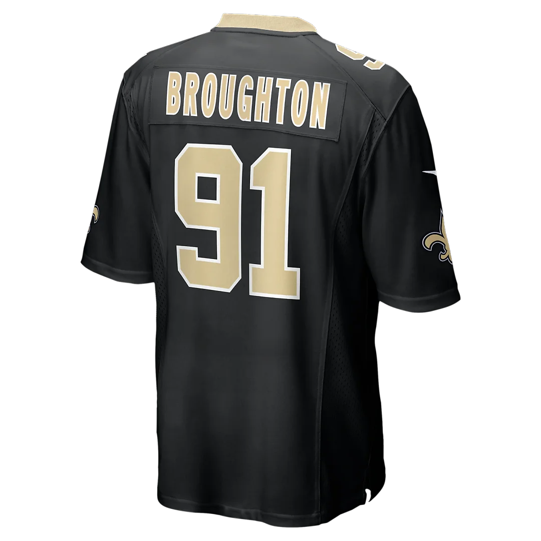 Zennovawear Vernon Broughton New Orleans Saints Team Game Jersey - Black