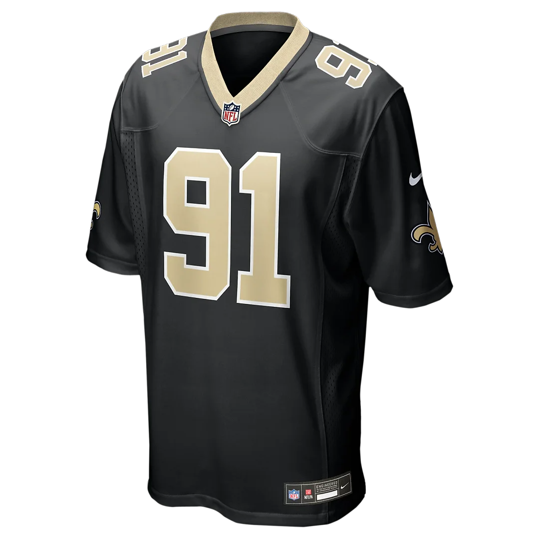 Zennovawear Vernon Broughton New Orleans Saints Team Game Jersey - Black