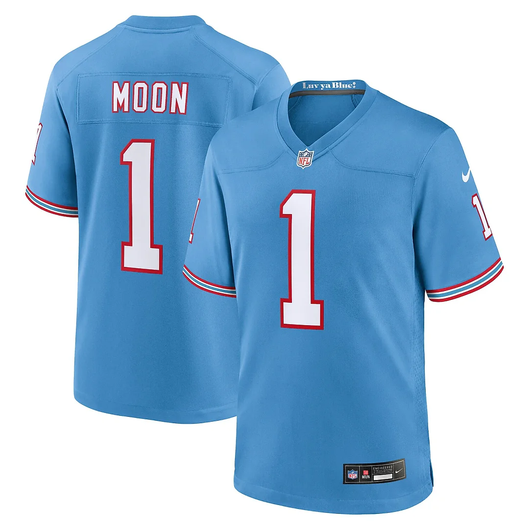 Zennovawear Warren Moon Tennessee Titans Retired Player Alternate Game Jersey - Light Blue