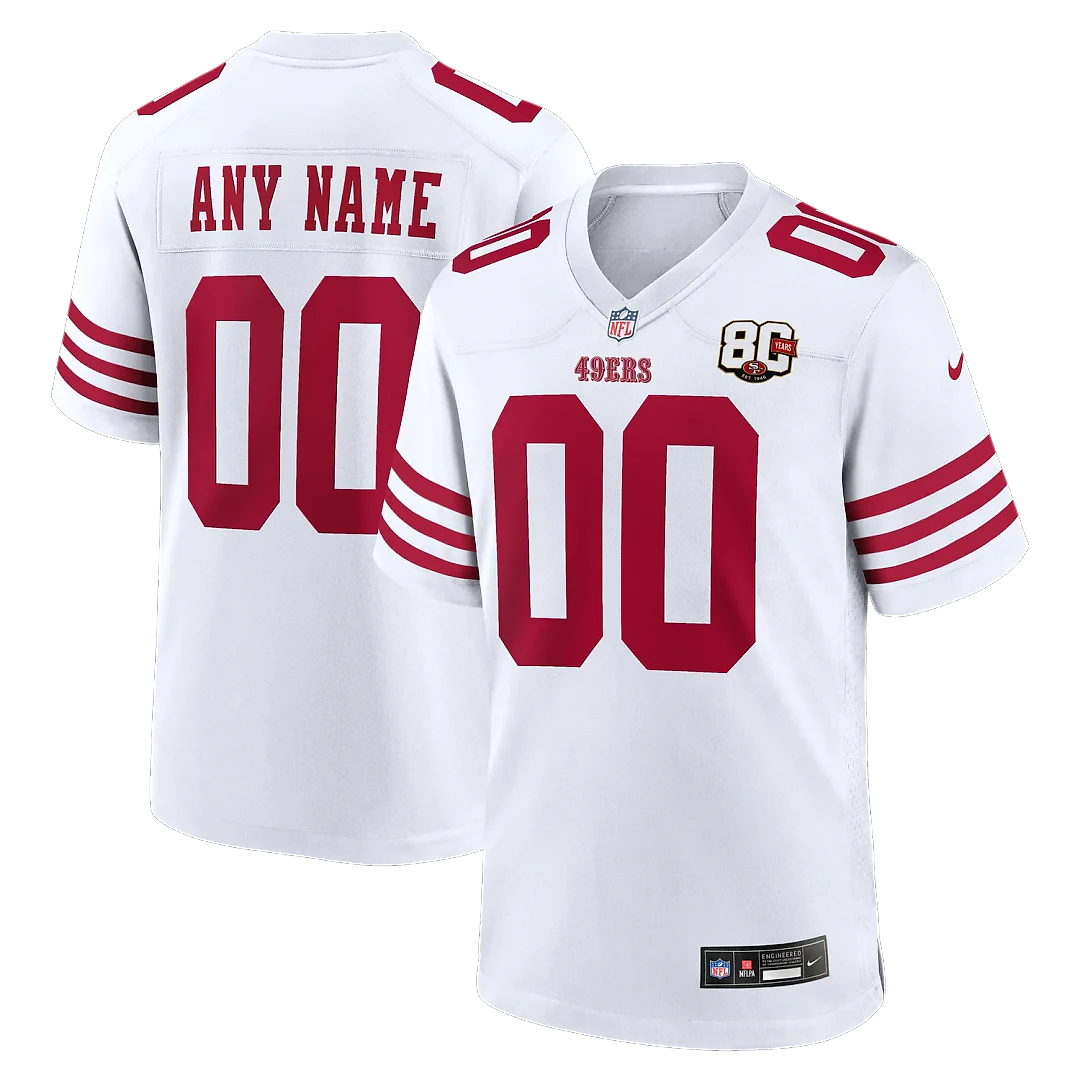 Zennovawear San Francisco 49ers 80th Anniversary Custom Game Jersey - White