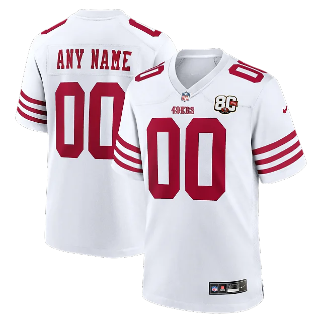 Zennovawear San Francisco 49ers 80th Anniversary Custom Game Jersey - White
