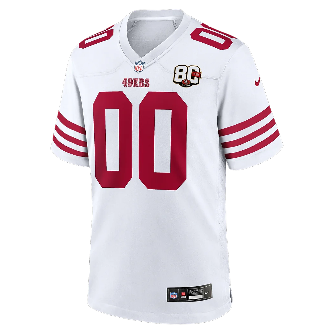 Zennovawear San Francisco 49ers 80th Anniversary Custom Game Jersey - White