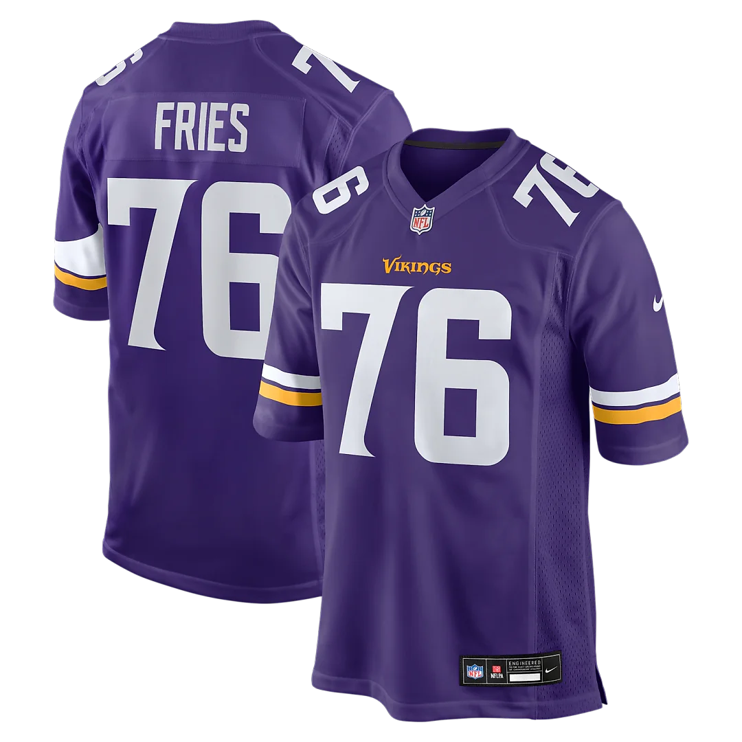 Zennovawear Will Fries Minnesota Vikings Team Game Jersey - Purple