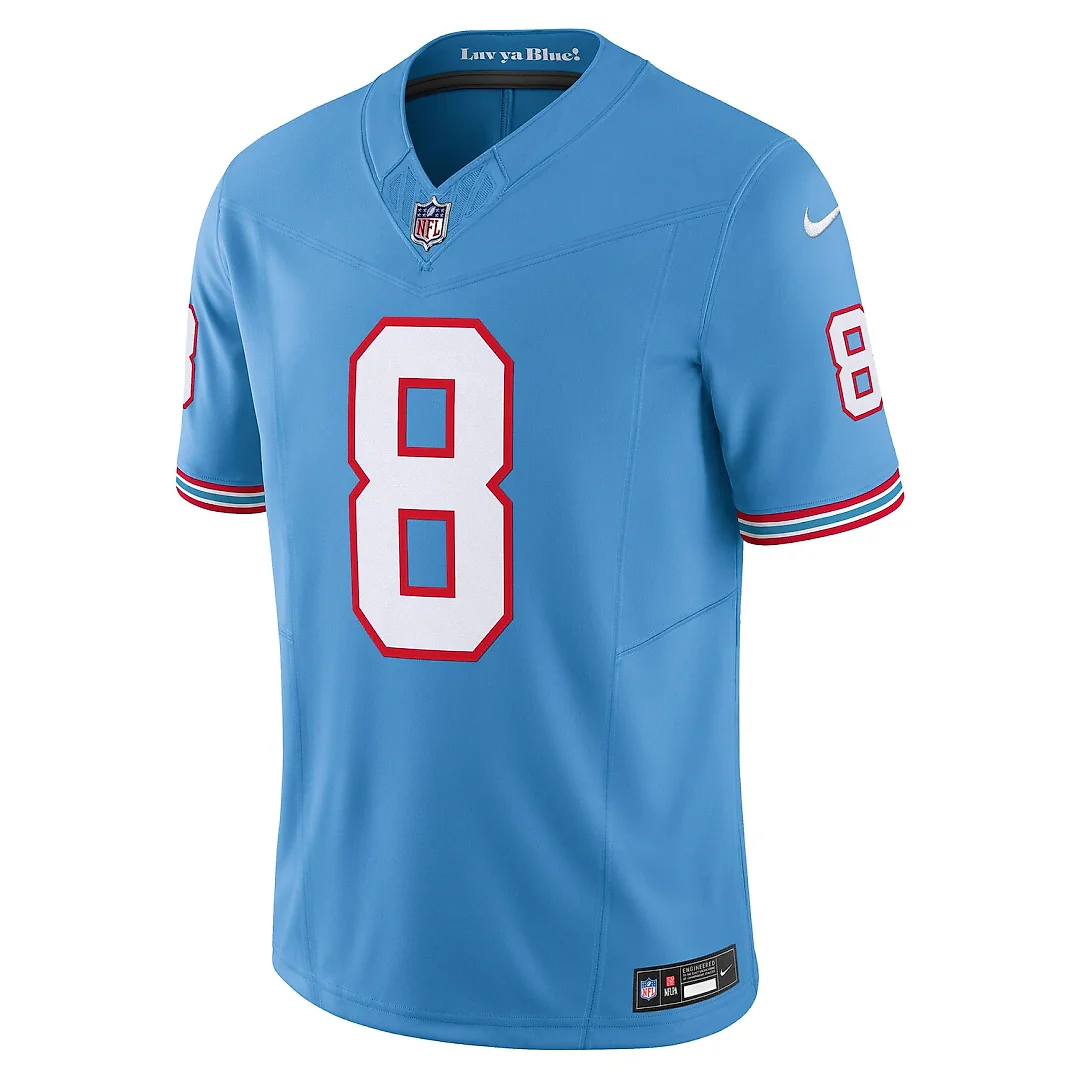 Zennovawear Will Levis Tennessee Titans Alternate Oilers Throwback Vapor FUSE. Limited Jersey - Light Blue