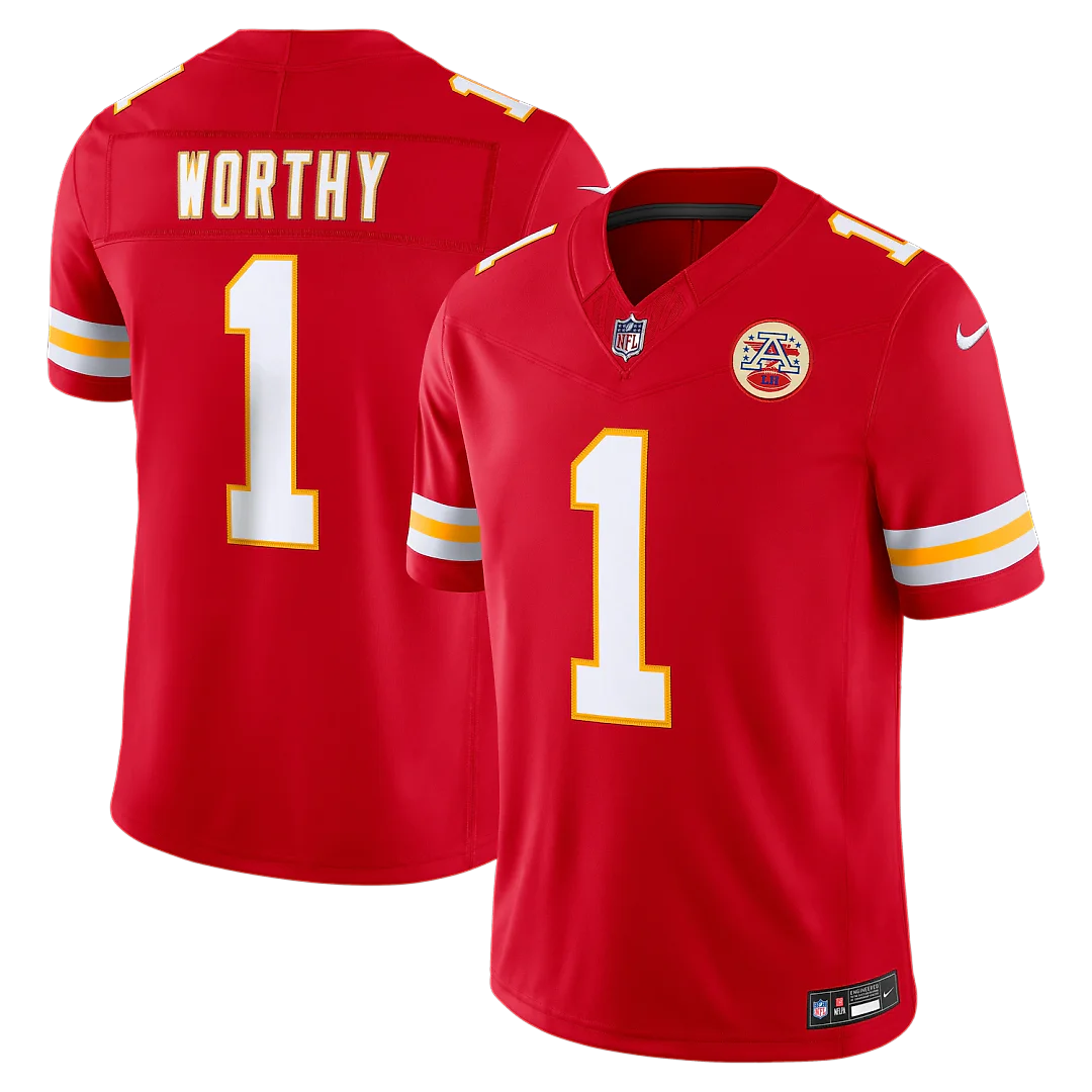 Zennovawear Xavier Worthy Kansas City Chiefs Team Vapor FUSE. Stitched Limited Jersey - Red