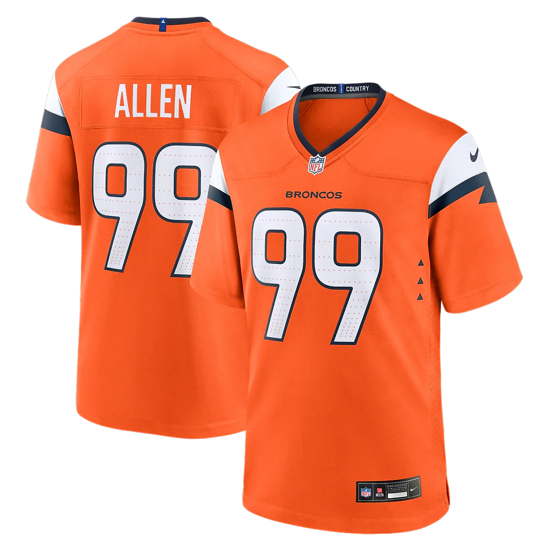 Zennovawear Zach Allen Denver Broncos Team Game Jersey - Orange