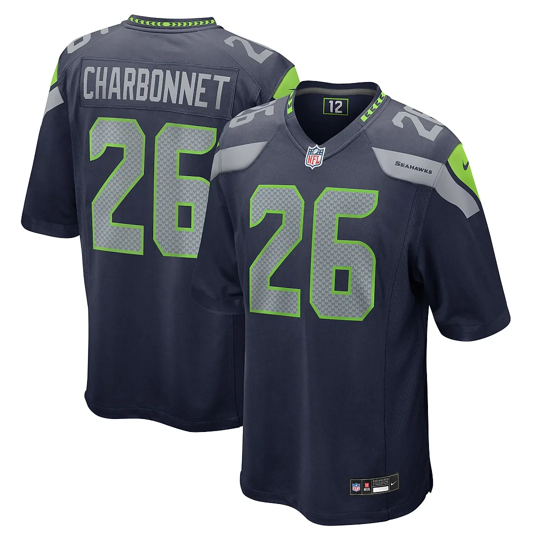 Zennovawear Zach Charbonnet Seattle Seahawks Game Jersey - College Navy