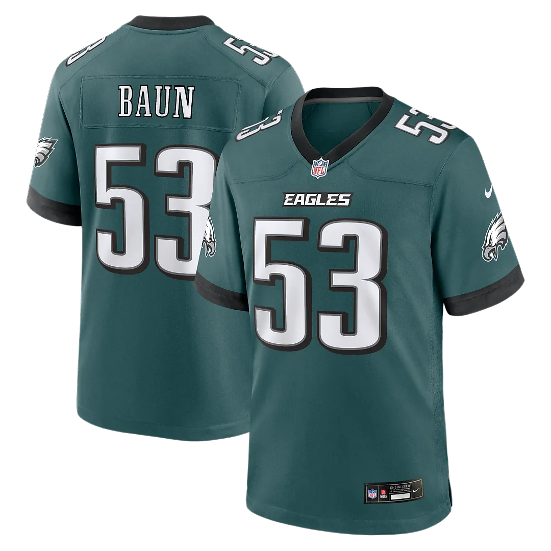 Zennovawear Zack Baun Philadelphia Eagles Team Game Jersey - Midnight Green