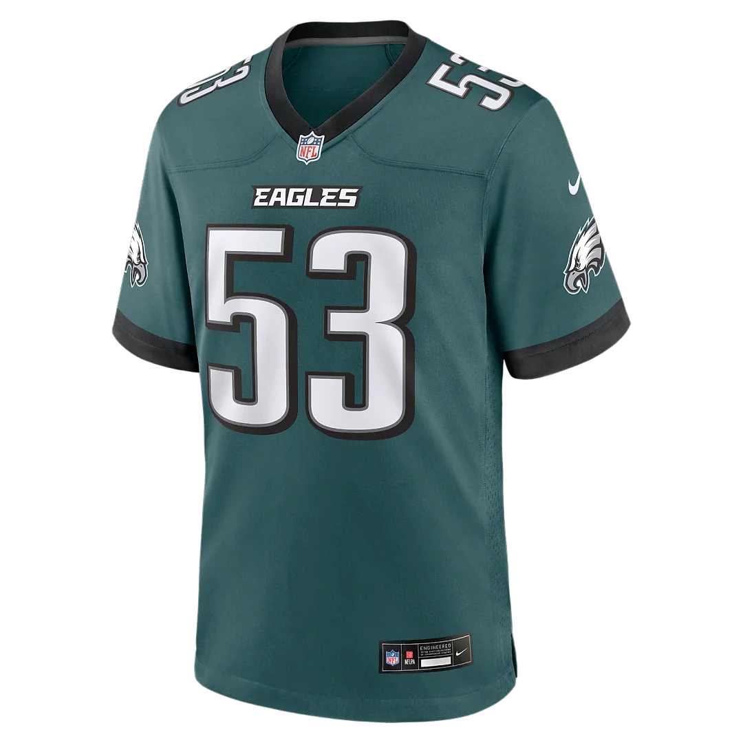 Zennovawear Zack Baun Philadelphia Eagles Team Game Jersey - Midnight Green