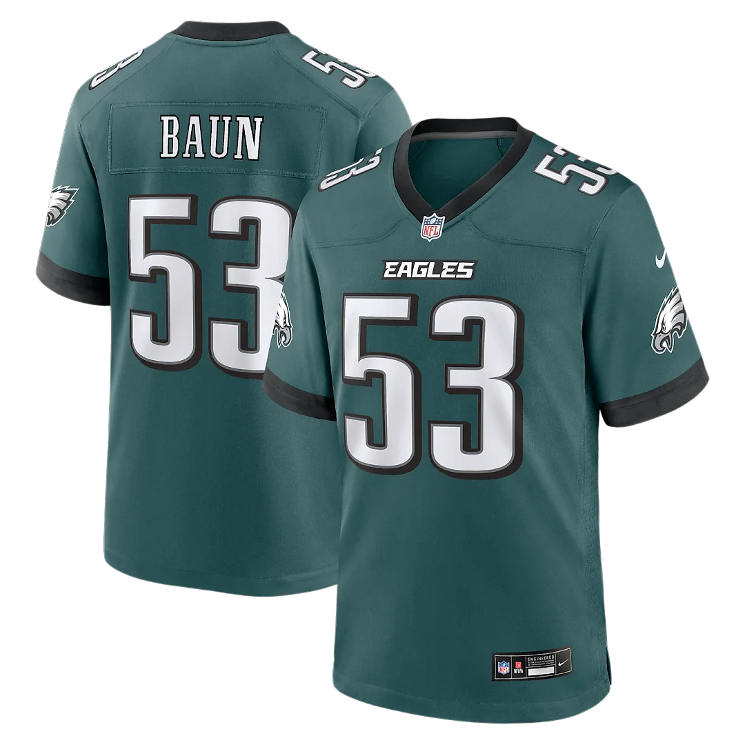 Zennovawear Zack Baun Philadelphia Eagles Team Game Jersey - Midnight Green