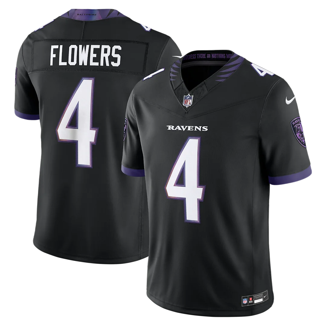 Zennovawear Zay Flowers Baltimore Ravens Alternate Alternate Vapor FUSE. Stitched Limited Jersey - Black