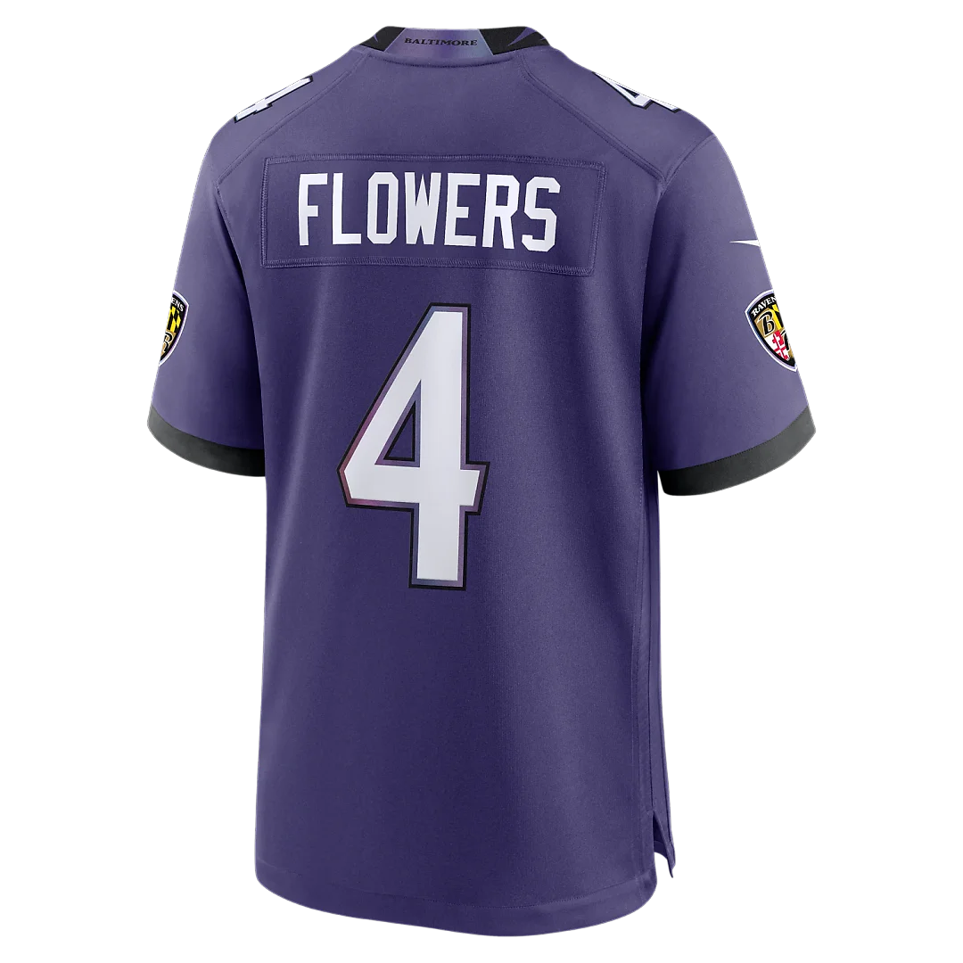 Zennovawear Zay Flowers Baltimore Ravens Team Game Jersey - Purple