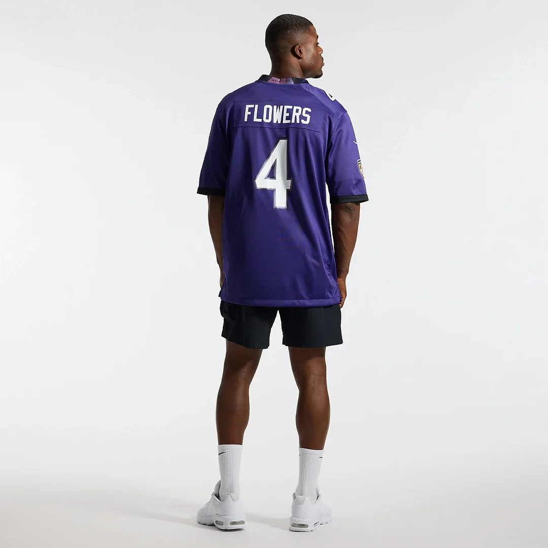 Zennovawear Zay Flowers Baltimore Ravens Team Game Jersey - Purple