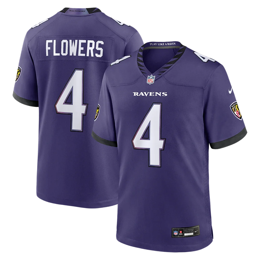 Zennovawear Zay Flowers Baltimore Ravens Team Game Jersey - Purple
