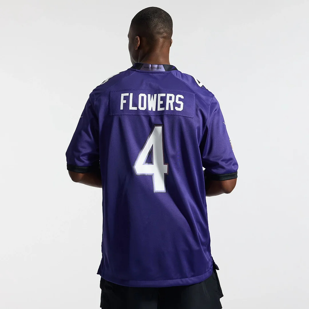 Zennovawear Zay Flowers Baltimore Ravens Team Game Jersey - Purple