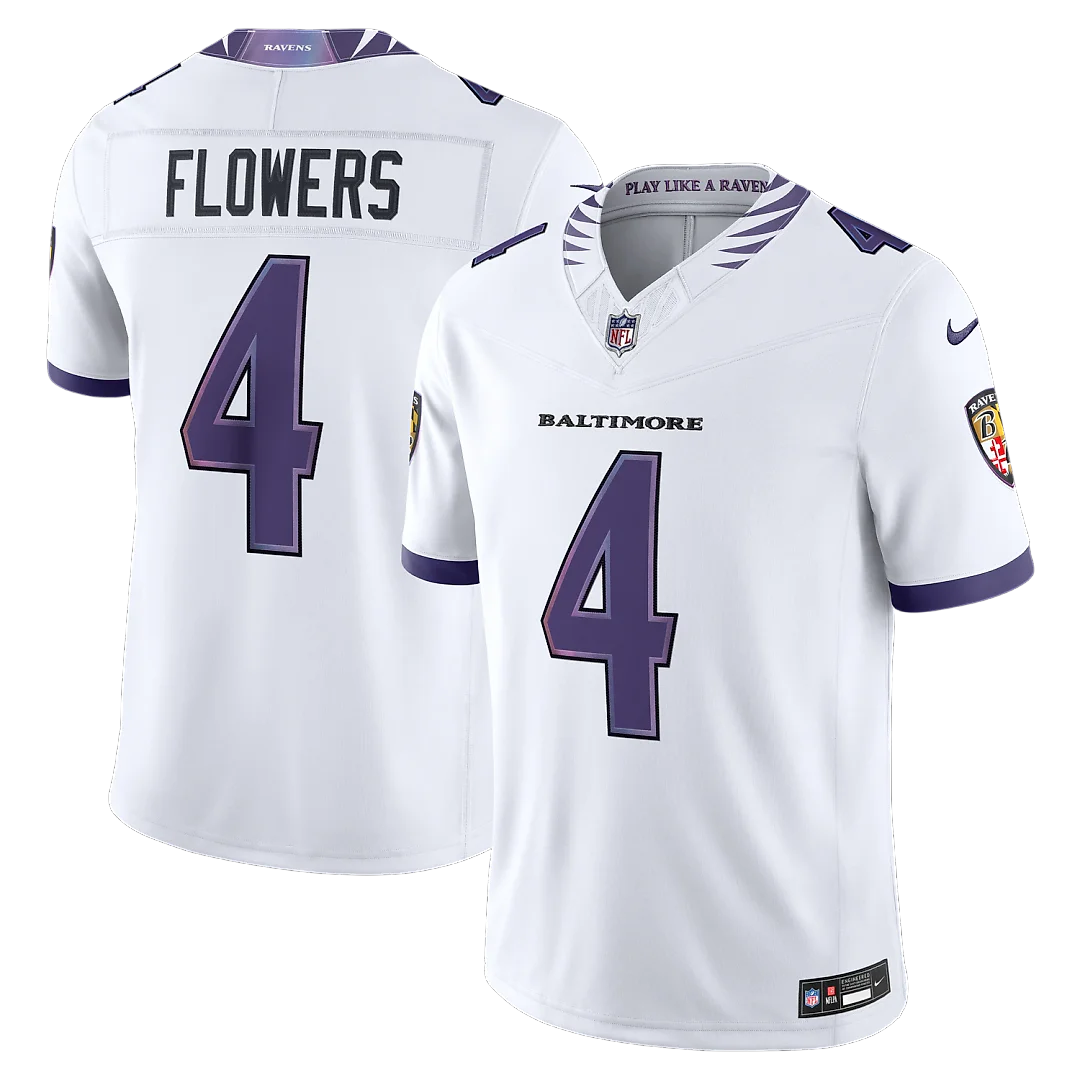 Zennovawear Zay Flowers Baltimore Ravens Vapor FUSE. Stitched Limited Jersey - White