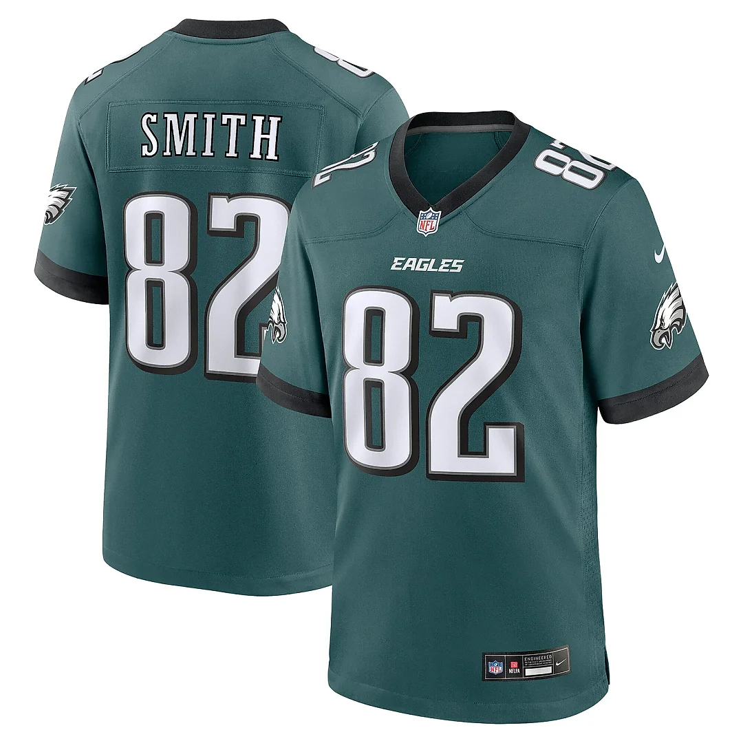 Zennovawear Men's Philadelphia Eagles Ainias Smith Midnight Green Team Game Jersey