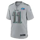 Zennovawear Men's Philadelphia Eagles A.J. Brown Gray Super Bowl LVII Patch Atmosphere Fashion Game Jersey