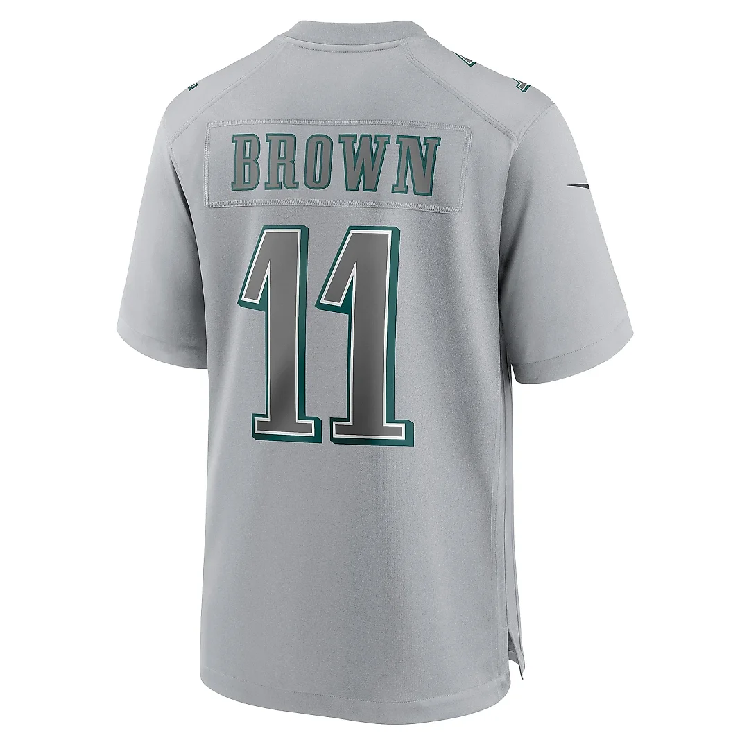 Zennovawear Men's Philadelphia Eagles A.J. Brown Gray Super Bowl LVII Patch Atmosphere Fashion Game Jersey