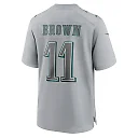 Zennovawear Men's Philadelphia Eagles A.J. Brown Gray Super Bowl LVII Patch Atmosphere Fashion Game Jersey