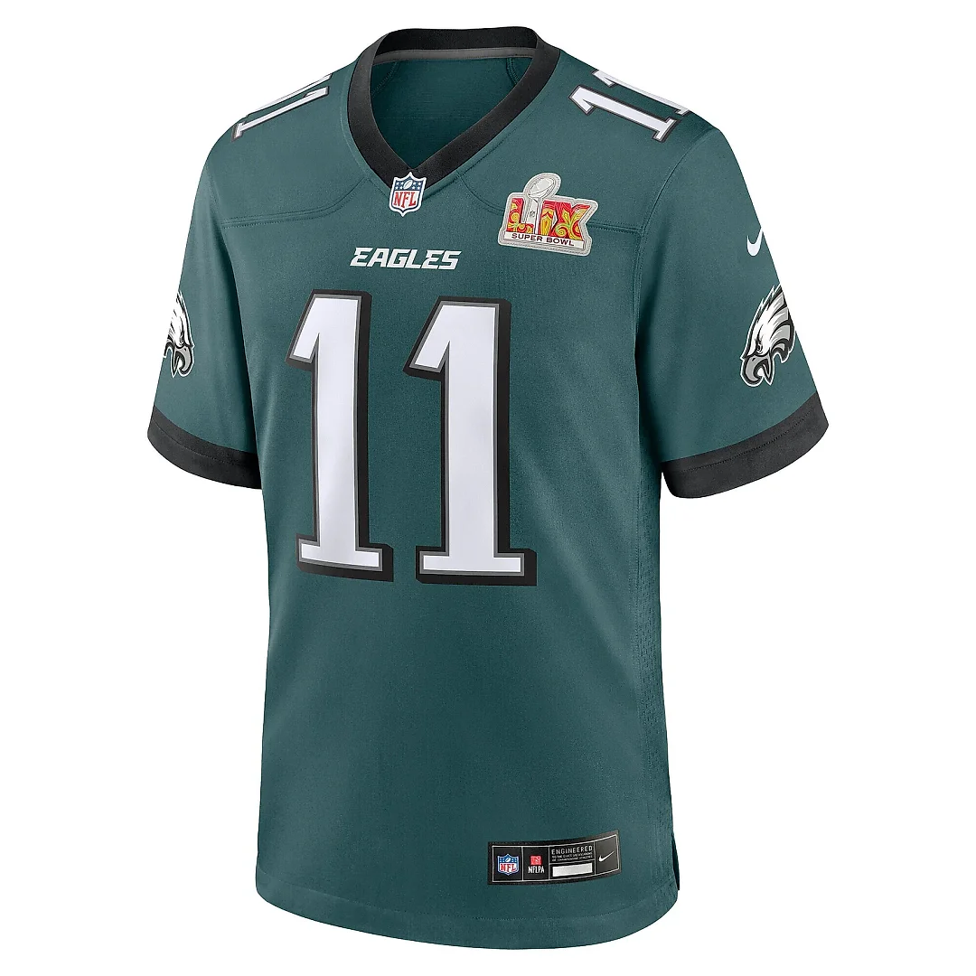 Zennovawear Men's Philadelphia Eagles A.J. Brown Midnight Green Super Bowl LIX Game Player Jersey