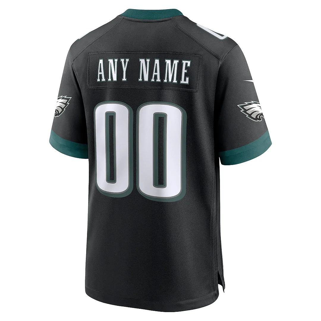 Zennovawear Men's Philadelphia Eagles Black Alternate Custom Game Jersey