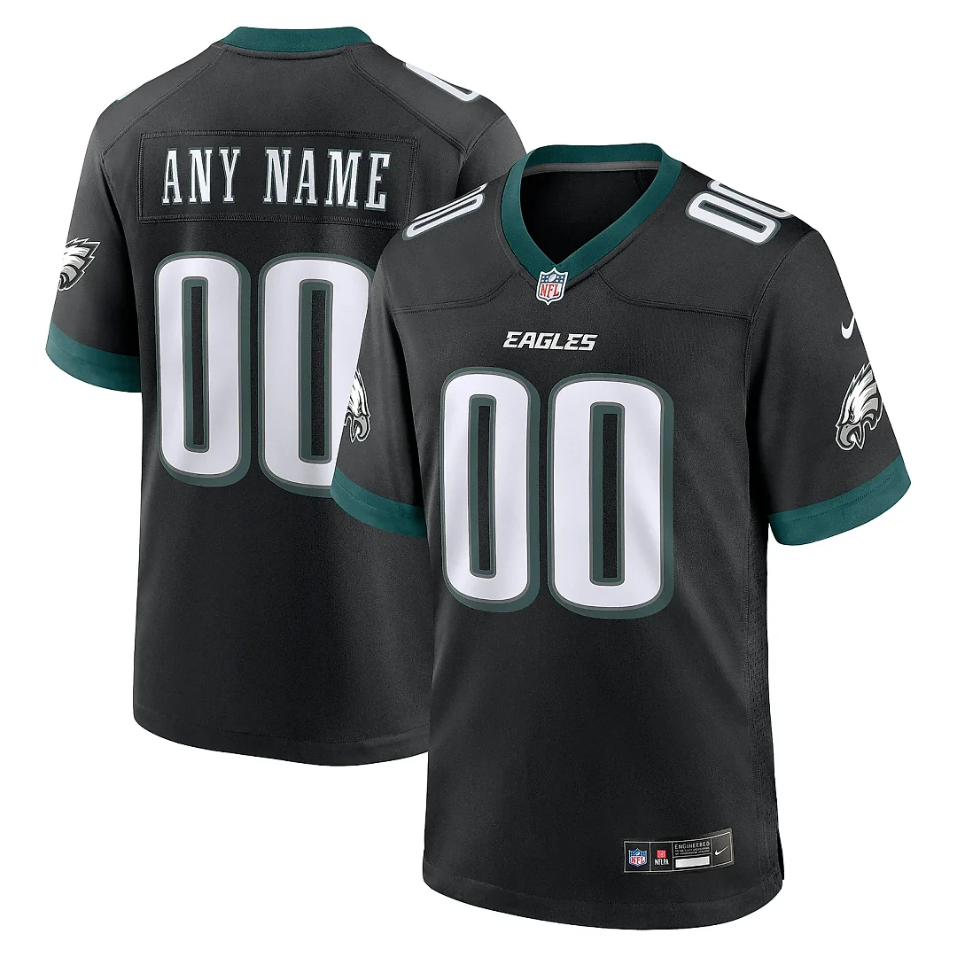 Zennovawear Men's Philadelphia Eagles Black Alternate Custom Game Jersey