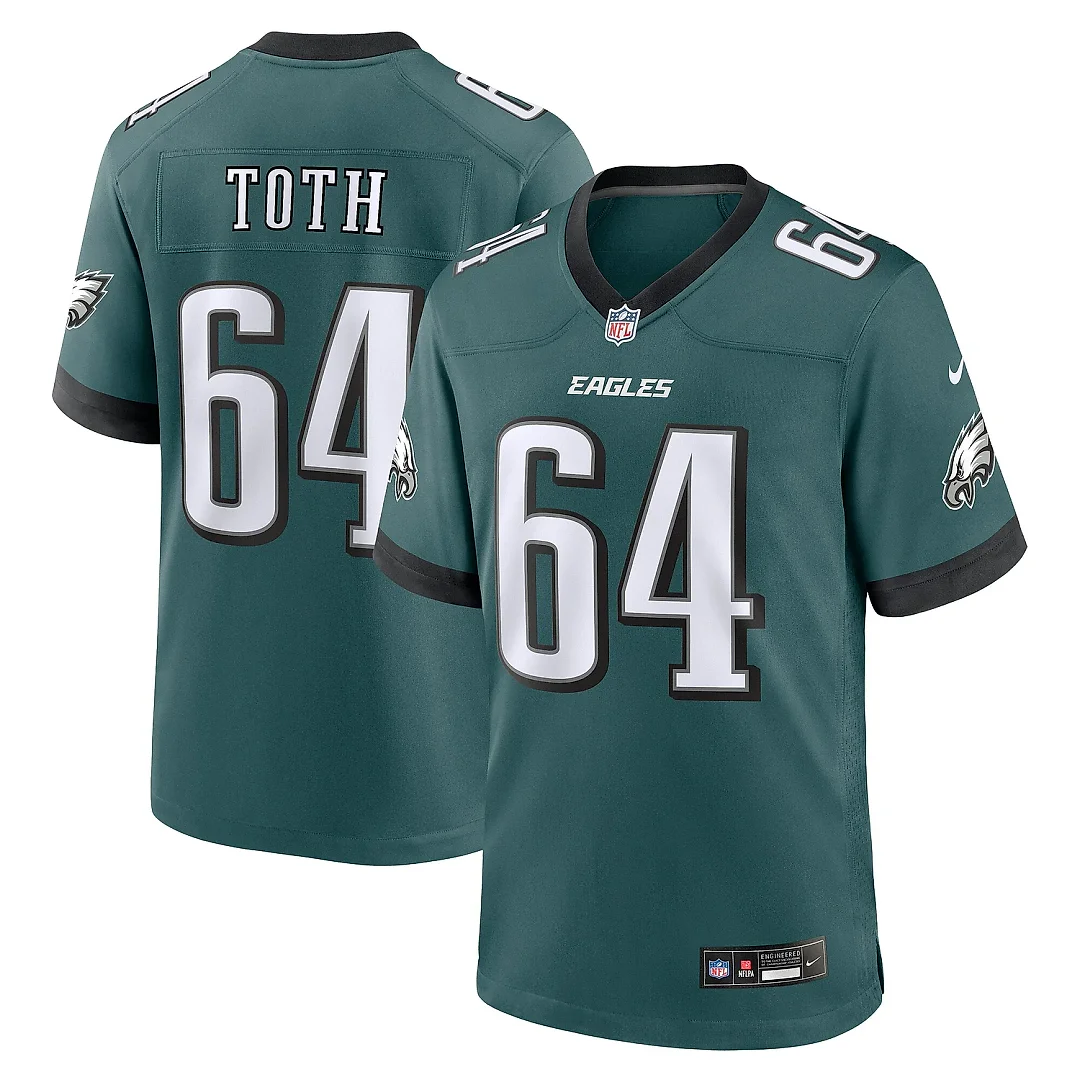Zennovawear Men's Philadelphia Eagles Brett Toth Midnight Green Game Jersey