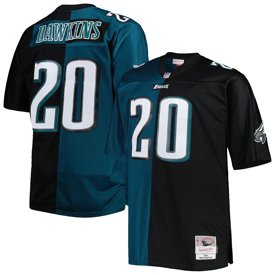 Zennovawear Men's Philadelphia Eagles Brian Dawkins Mitchell & Ness Midnight Green/Black Big & Tall Split Legacy Retired Player Jersey