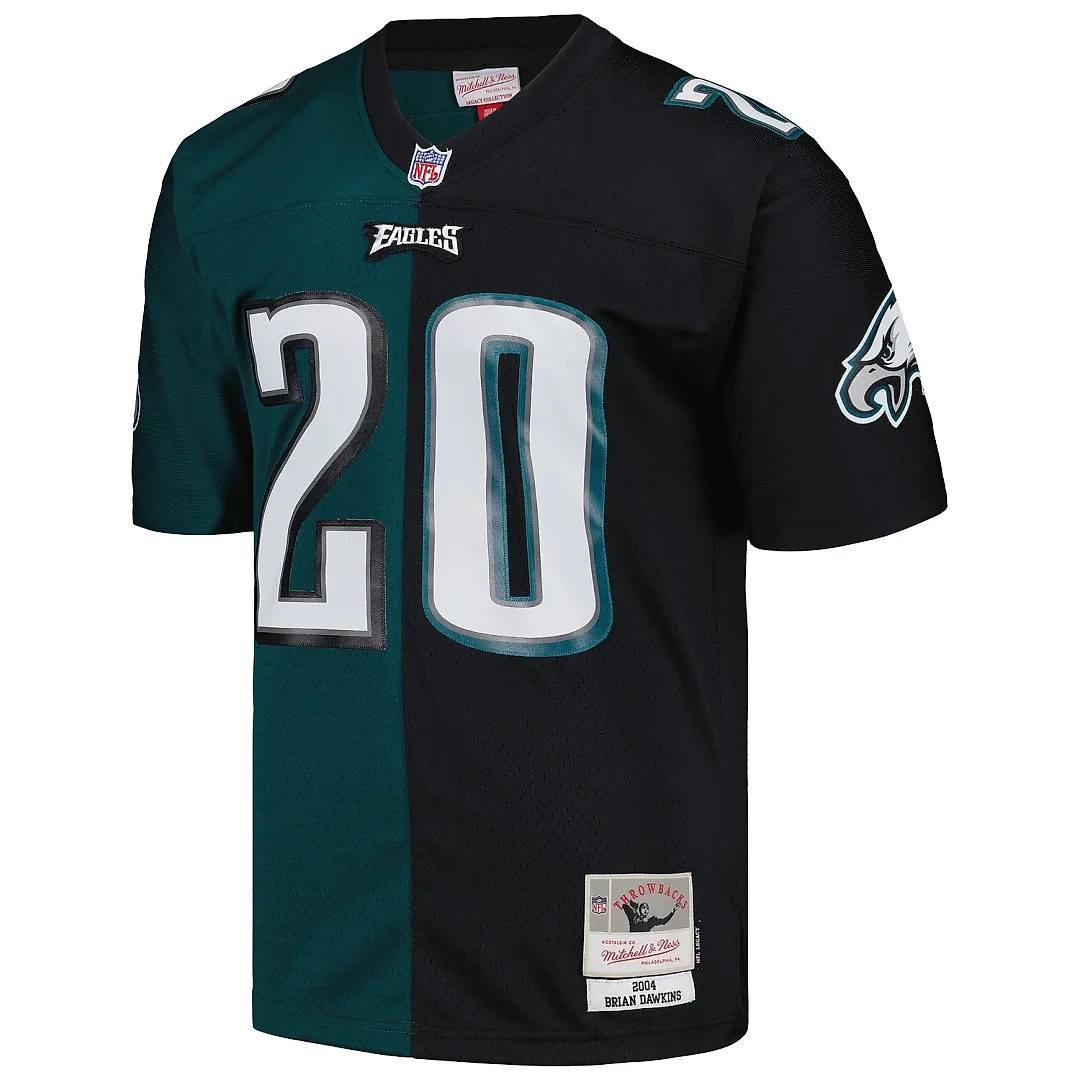 Zennovawear Men's Philadelphia Eagles Brian Dawkins Mitchell & Ness Midnight Green/Black 2004 Split Legacy Jersey
