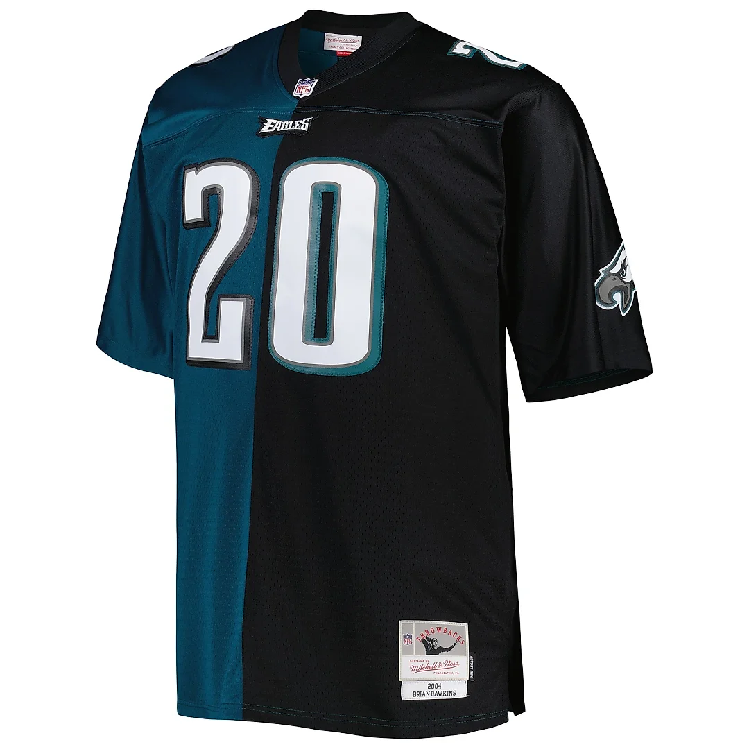 Zennovawear Men's Philadelphia Eagles Brian Dawkins Mitchell & Ness Midnight Green/Black Big & Tall Split Legacy Retired Player Jersey
